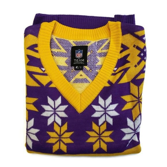 NFL Minnesota Vikings Womens Size Medium Christmas Party Ugly V Neck Sweater - Picture 5 of 6